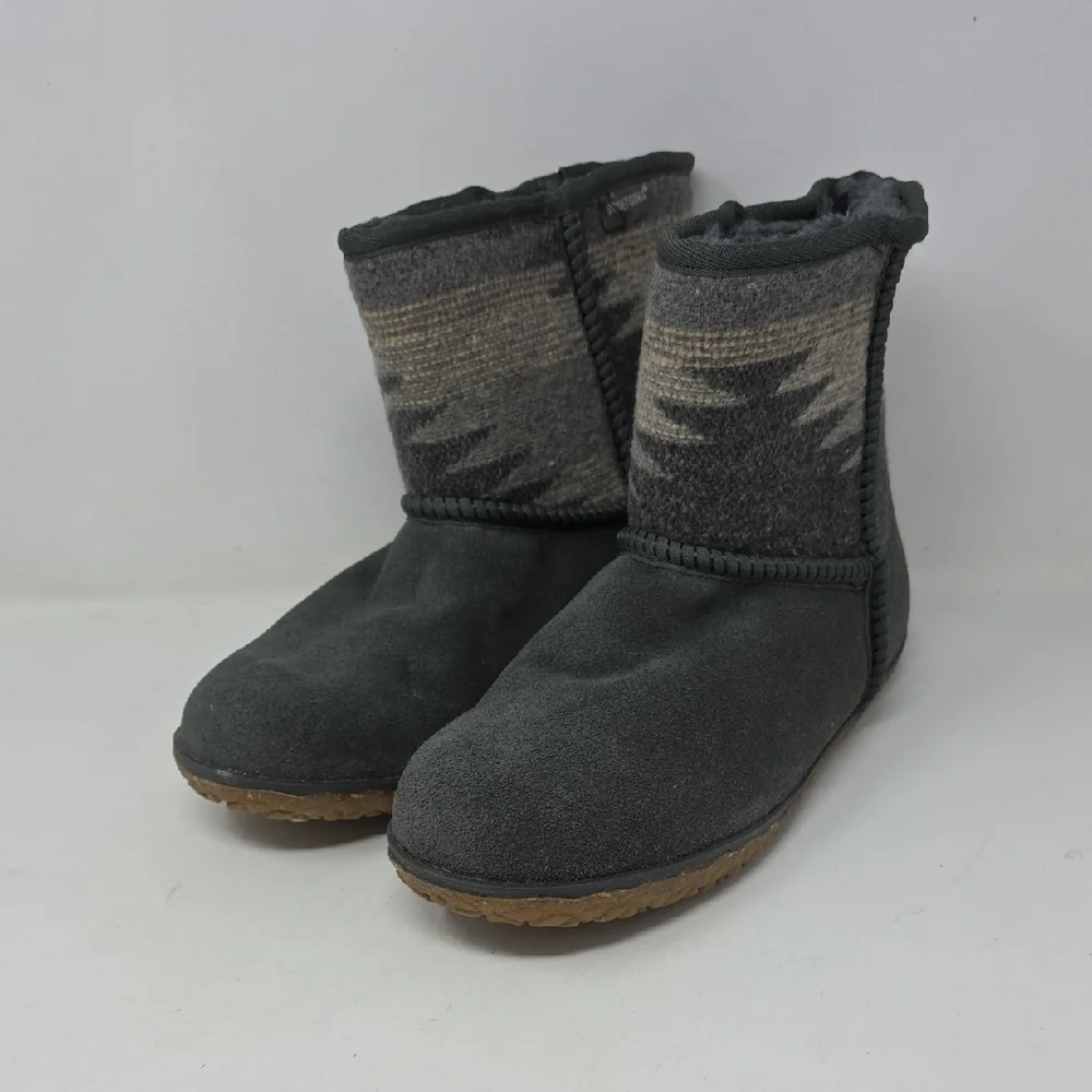 Minnetonka Gray Winter & Rain Boots Faux Fur Lining Size 9